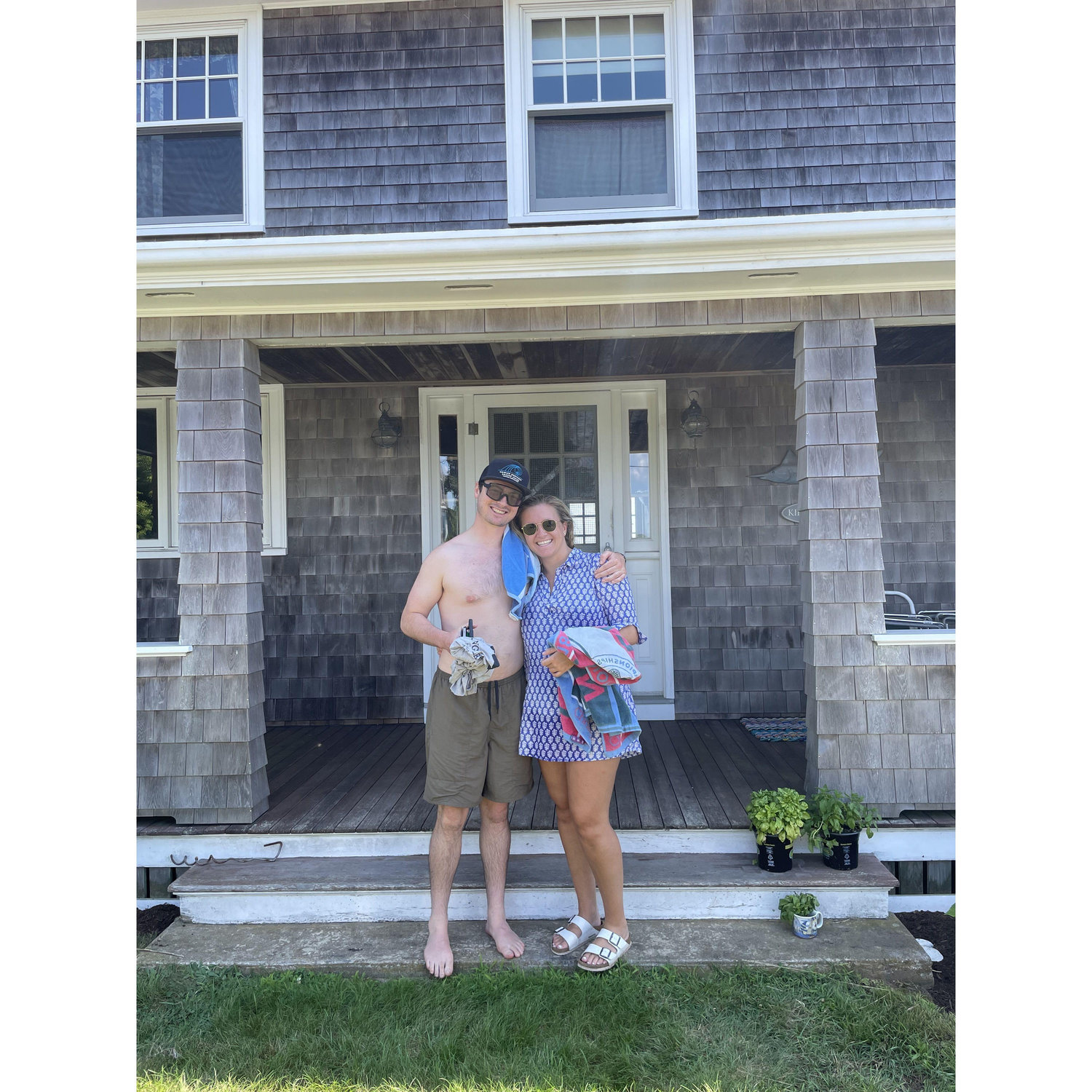 Caroline, my Maid of Honor, and Teddy post beach-day