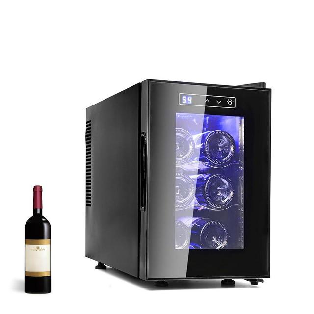 GEVEELIFE Wine Cooler Refrigerator, 6 Bottle Wine Fridge Small, Freestanding with Digital Temperature Control Mini Wine Fridge, Wine Cellar for Red, White, Champagne