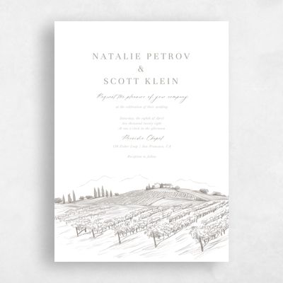 Pale Sage, Grey Wedding Invitation - Fico Portrait