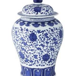 Blue & White Ginger Jar Lidded Urn, 16"