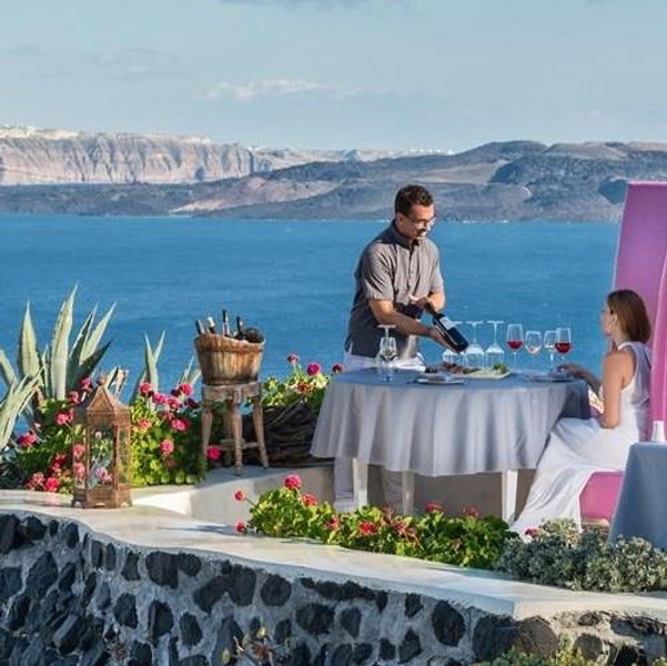 Dinner in Santorini on Honeymoon