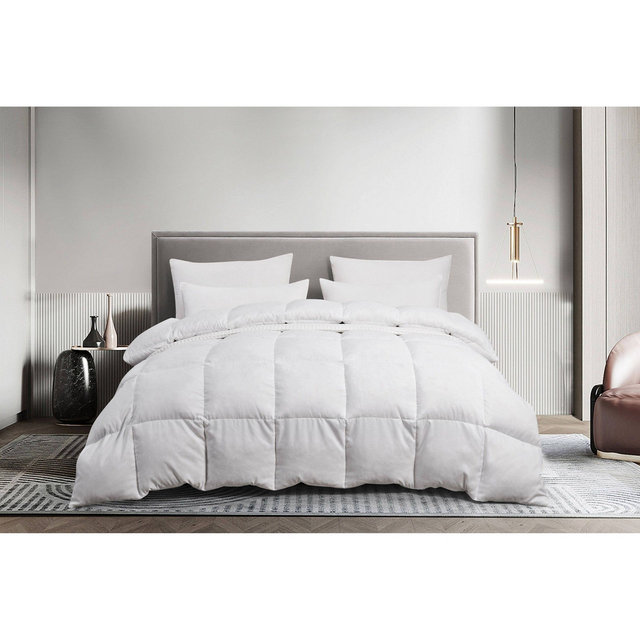 Serta King Microfiber All Seasons Down & Feather Blend Comforter White: Luxurious Duvet Insert, 250 Thread Count