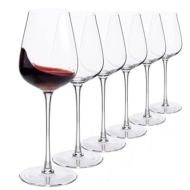 Hand Blown Bordeaux Wine Glasses - Set of 6 - 18 Ounce - Great Gift Packaging - Red Wine Glasses Lead-Free Premium Crystal Clear Glass