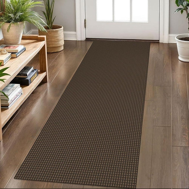 KOZYFLY Boho Runners for Hallways 2x6 ft Washable Hall Carpet Runner Rubber Backed Kitchen Rug Brown Cotton Entryway Runner Rugs Floor Runners for Indoor Hallway Bedroom Kitchen
