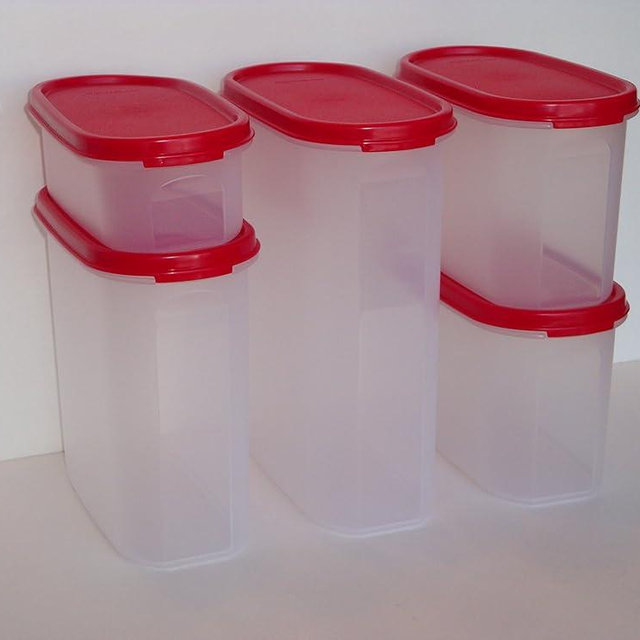 Tupperware Modular Mates Oval 5 Pc Set Red