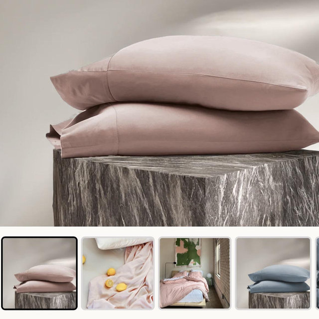 Eucalypso Silky Pillowcase Set (2) Whisper Pink / King Pillowcases