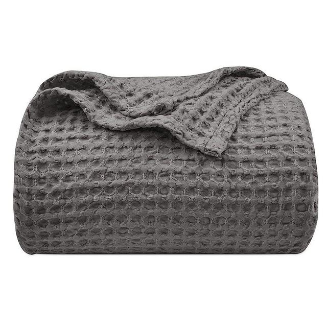 PHF Ultra Soft Waffle Weave Blanket Queen Size 90"x 90"- Washed Lightweight Breathable Cozy Woven Blanket for All Season - Great for Couch Bed Sofa Home Car - Grey