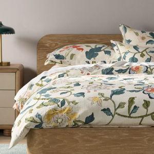 The Printed Cotton-Slub Duvet in Trellis Bloom