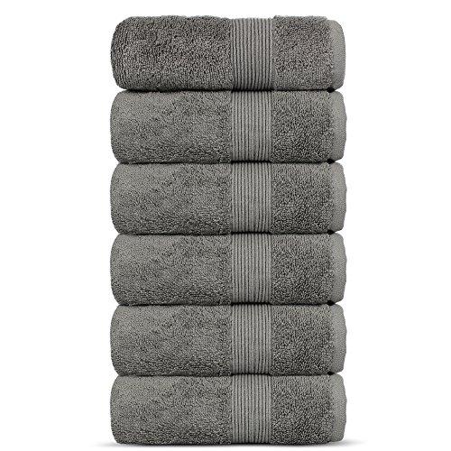 Luxury Premium Long-Stable Turkish Cotton 6-Piece Eco-Friendly Hand Towels (Gray)