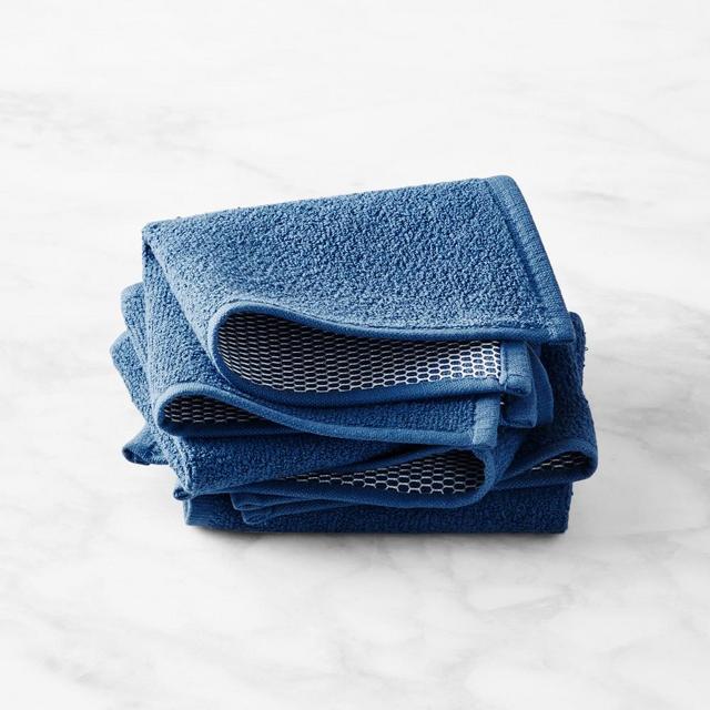 Mesh Scrubbing Dishcloths, Set of 4, Bright Blue