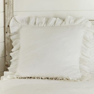 Verandah Linen Ruffled Sham - White, Euro