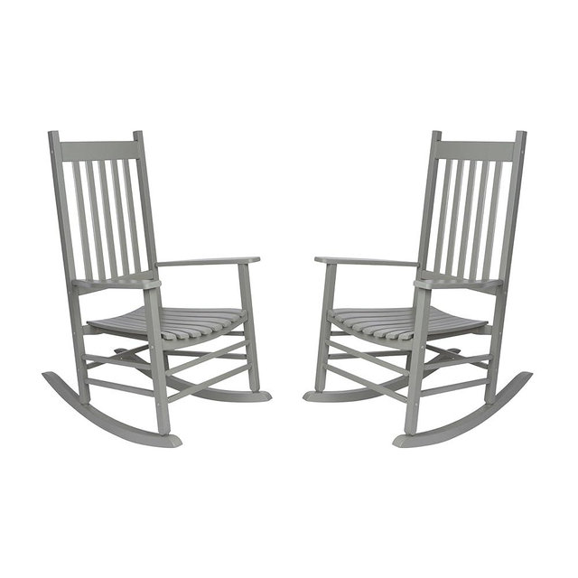 Shine Company Set of 2 Vermont Porch Rocker Outdoor Rocking Chair | Contoured Seat & High Back Support Comfort, Classic 2-Pack, Storm Grey