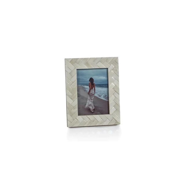 Zodax White Bone Braided Photo or Picture Frame (5x7)