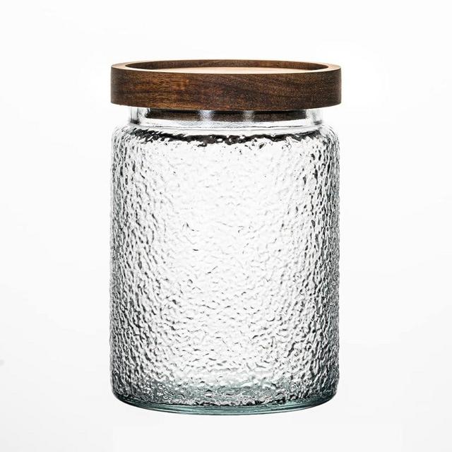 HolaJia Glass Jar with Lid – 24oz Glass Storage Containers – Premium Jars with Airtight Lids for Coffee, Rice, Sugar – Decorative Cookie Jars for Kitchen Counter, Pantry(Hammer grain)
