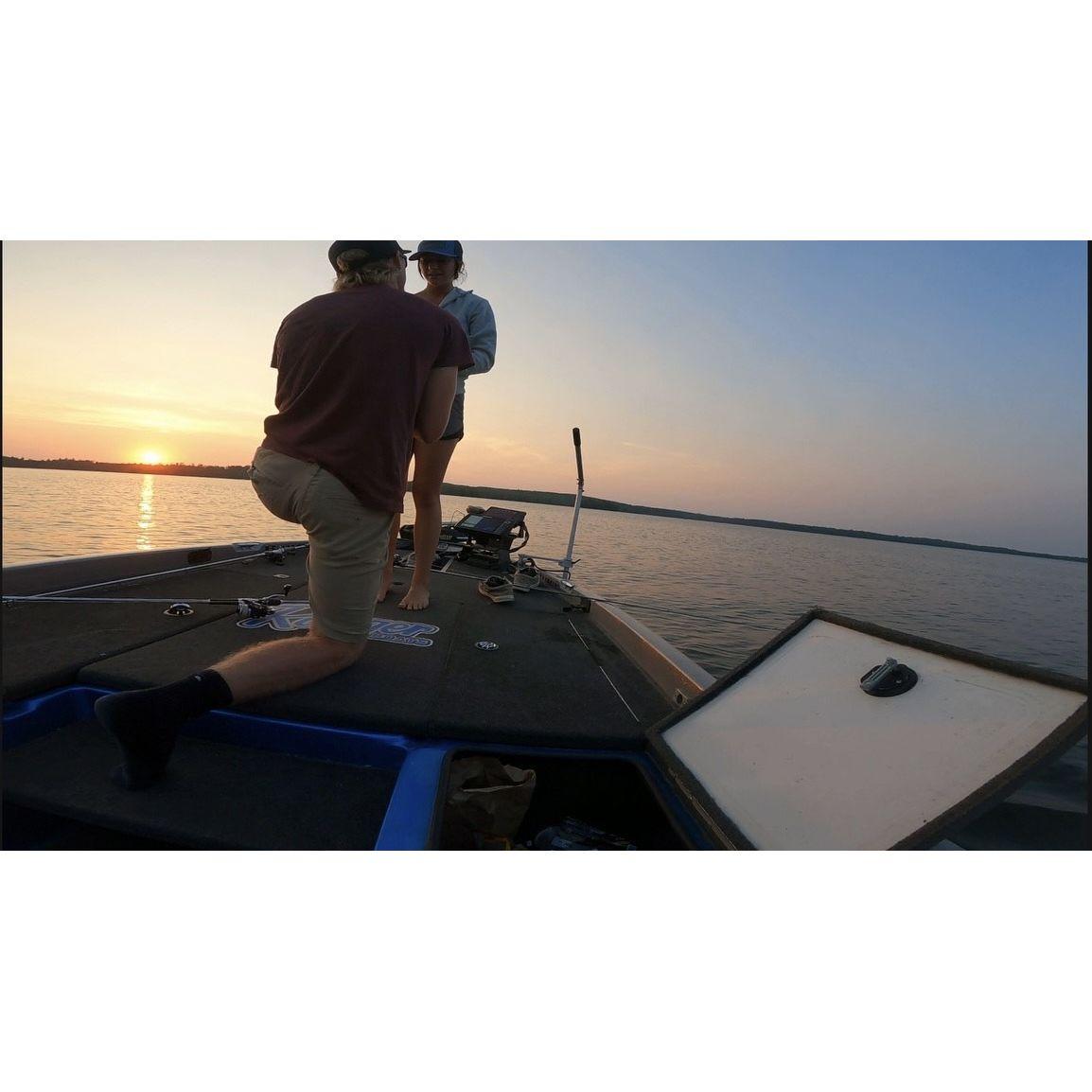 Clayton proposed in northern MN on Little Boy lake. It couldn't have been done on a more perfect spot then the place where we spend the most time together and make the best memories, the boat.
