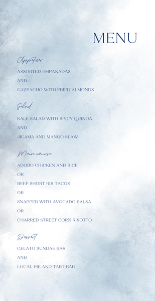 Kemble | Steel Blue | Zola Wedding Menus