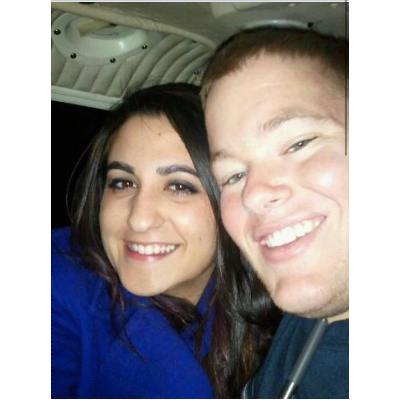 Our first date in High School! Mike took Wazhma flying! Wazhma loves landing, take-offs and turbulence and Mike happily complied. :)
