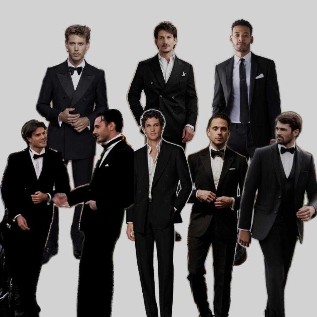 For men, black button down shirt with black pants will work if you don’t have tux!