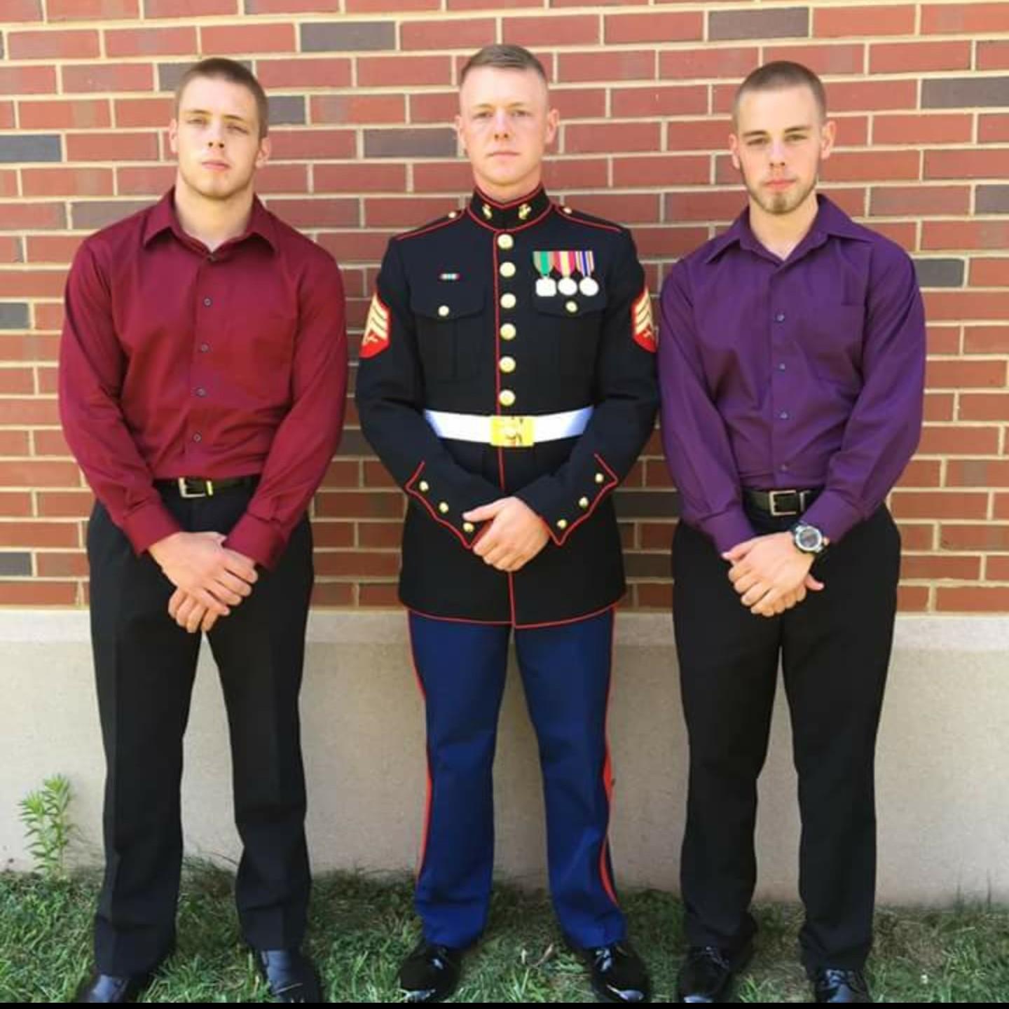 Robert, Scott, and Aaron visiting Scott after he had graduated Marine Security Guard training.