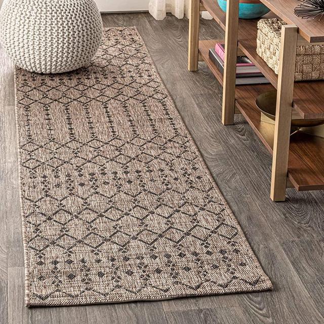 JONATHAN Y Ourika Moroccan Geometric Textured Weave Indoor/Outdoor Natural 2 ft. x 8 ft. Runner Rug, Bohemian,EasyCleaning,HighTraffic,LivingRoom,Backyard, Non Shedding