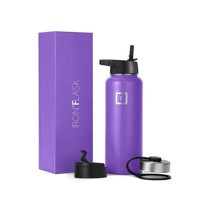 Iron Flask Sports Water Bottle - 14oz, 18oz, 22oz, 32oz, 40oz, or 64oz, 3 Lids (Straw Lid), Vacuum Insulated Stainless Steel, Hot Cold, Modern Double Walled, Simple Thermo Mug, Hydro Metal Canteen