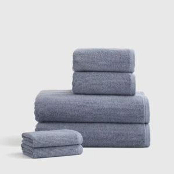 Color: Mineral Turkish Ribbed Quick Dry Bath Towel Bundle in Mineral