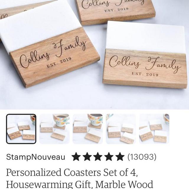 Etsy- personalized coasters wood/marble