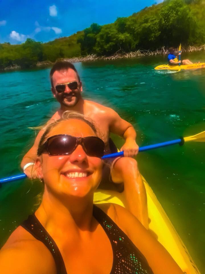 Kayaking through the mangroves in Antigua hunting for Starfish!