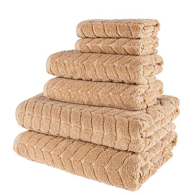 Bagno Milano 100% Turkish Cotton Jacquard Luxury Towel Set – Quick Dry Non-GMO Ultra-Soft, Plush and Absorbent Luxury Durable Turkish Towels Set (Latte, 6 pcs Towel Set)