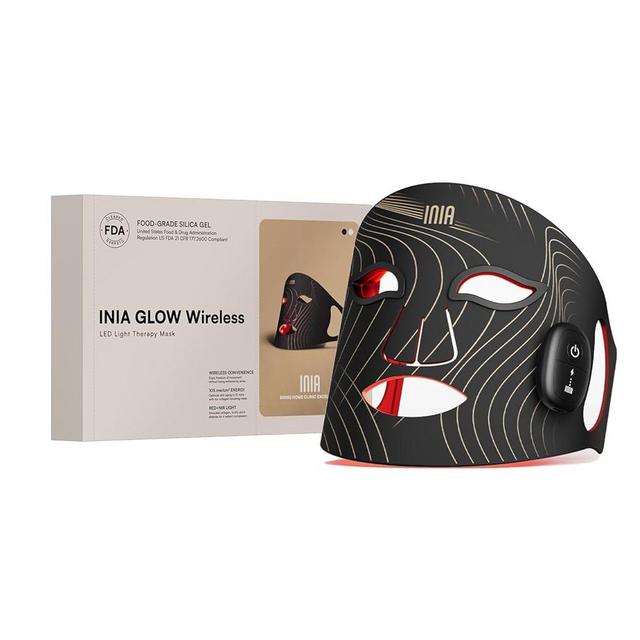 INIA Red Light Therapy Mask for Face, Glow Wireless LED Face Mask Light Therapy with Near-Infrared Red Light (NIR), Rechargeable and Ergonomic Design for Home & Travel