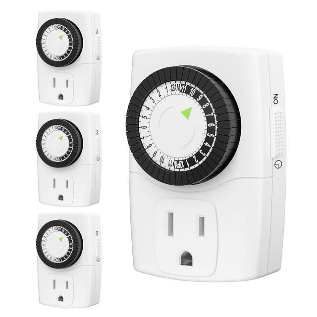 BN-LINK BND-60/U47 Indoor Mini 24-Hour Mechanical Outlet Timer, 3-Prong, 4-Pack