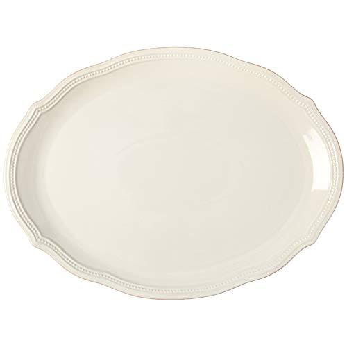 Lenox French Perle Bead Oval Platter, 16-Inch, White - 834015