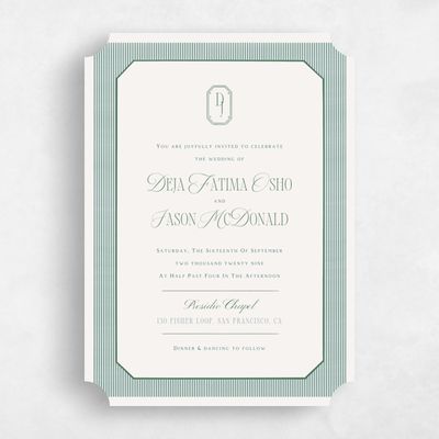 Green Ticket Wedding Invitation - Sage Portrait