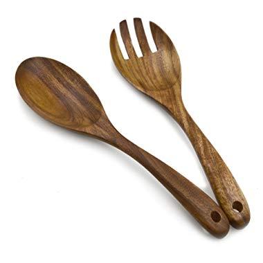 Muso Wood Acacia Salad Servers,10-inch,set of 2 (Acacia salad servers)