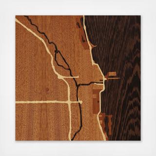 Chicago Wood-Inlay Map