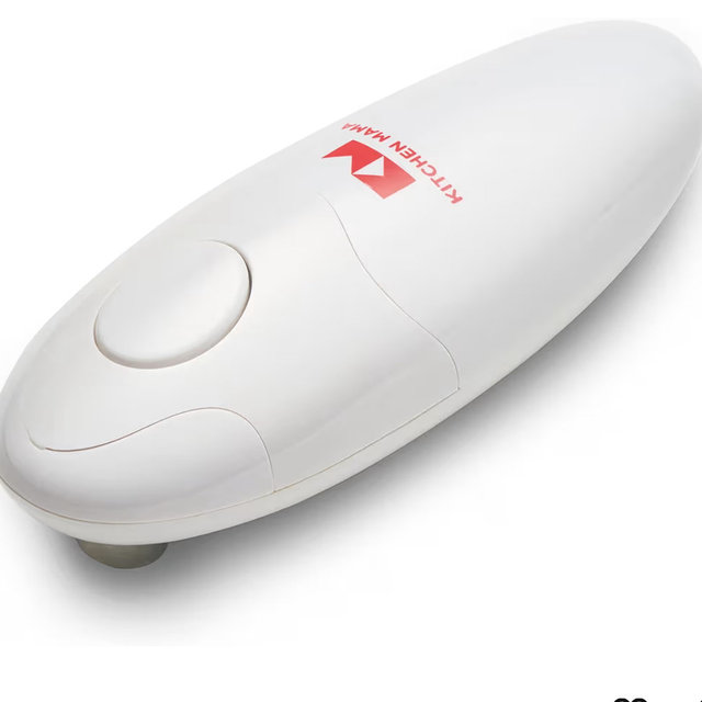 Kitchen Mama Auto Electric Can Opener: Open Your Cans with A Simple Press of Button - Automatic, Hands Free, Smooth Edge, Food-Safe, Battery Operated, YES YOU CAN (White)
