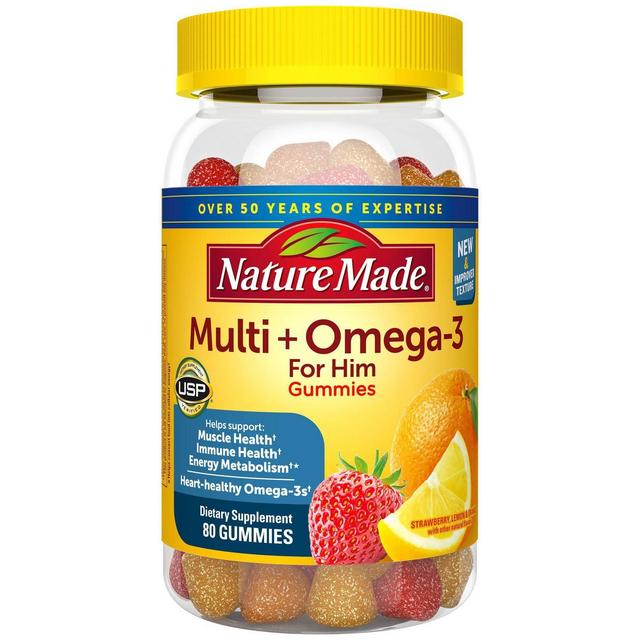 Nature Made Multi for Him Plus Omega-3 Men's Multivitamin Gummies - 80ct