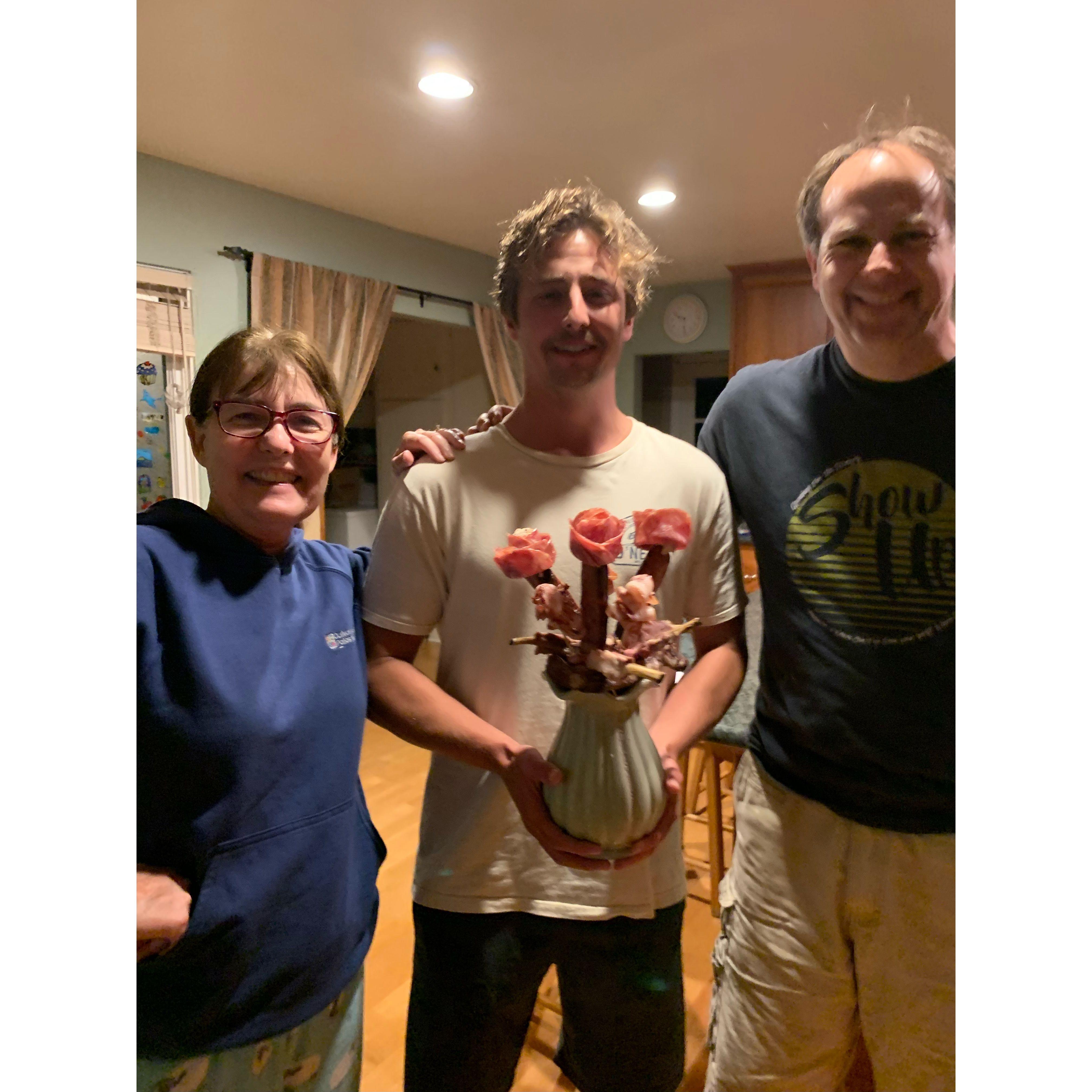 The way to Susie and Jim's heart....meat bouquet!!