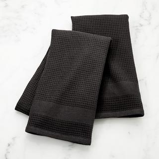 Black Terry/Waffle Weave Dish Towels, Set of 2