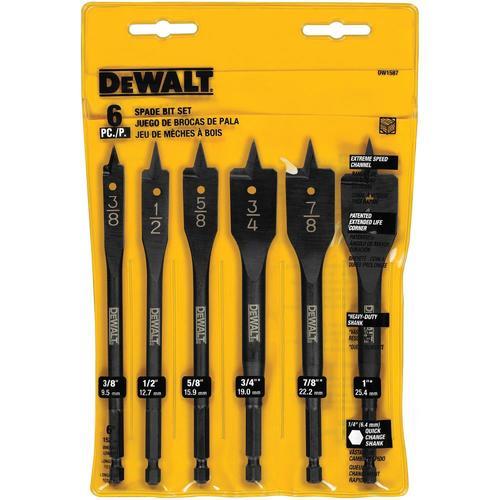 DEWALT 6-Piece Assorted Woodboring Spade Drill Bit Set