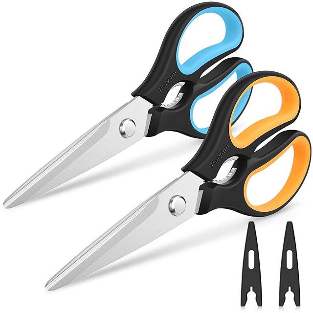 Kitchen Scissors, iBayam 2-Pack Kitchen Shears, 9 Inch Heavy Duty Dishwasher Safe Food Scissors, Multipurpose Stainless Steel Sharp Cooking Scissors for Kitchen, Chicken, Poultry, Fish, Meat, Herbs