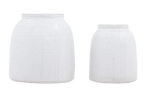 Creative Co-op Terracotta Vases (Set of 2 Sizes), White
