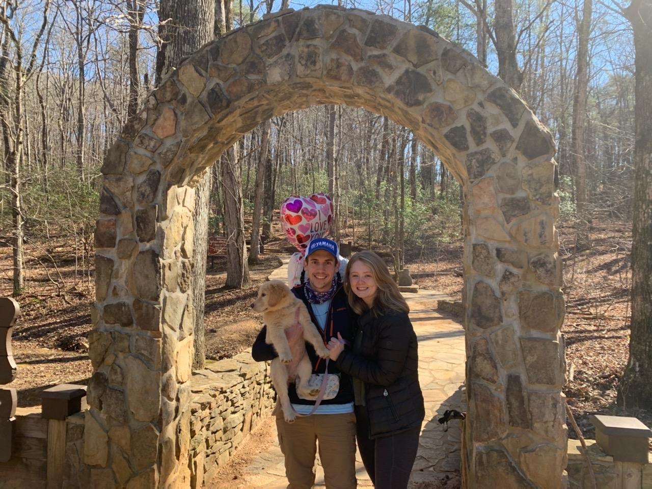 Isaac, Kelsey, and Jocassee on Isaac’s start day of his long hike in 2022!