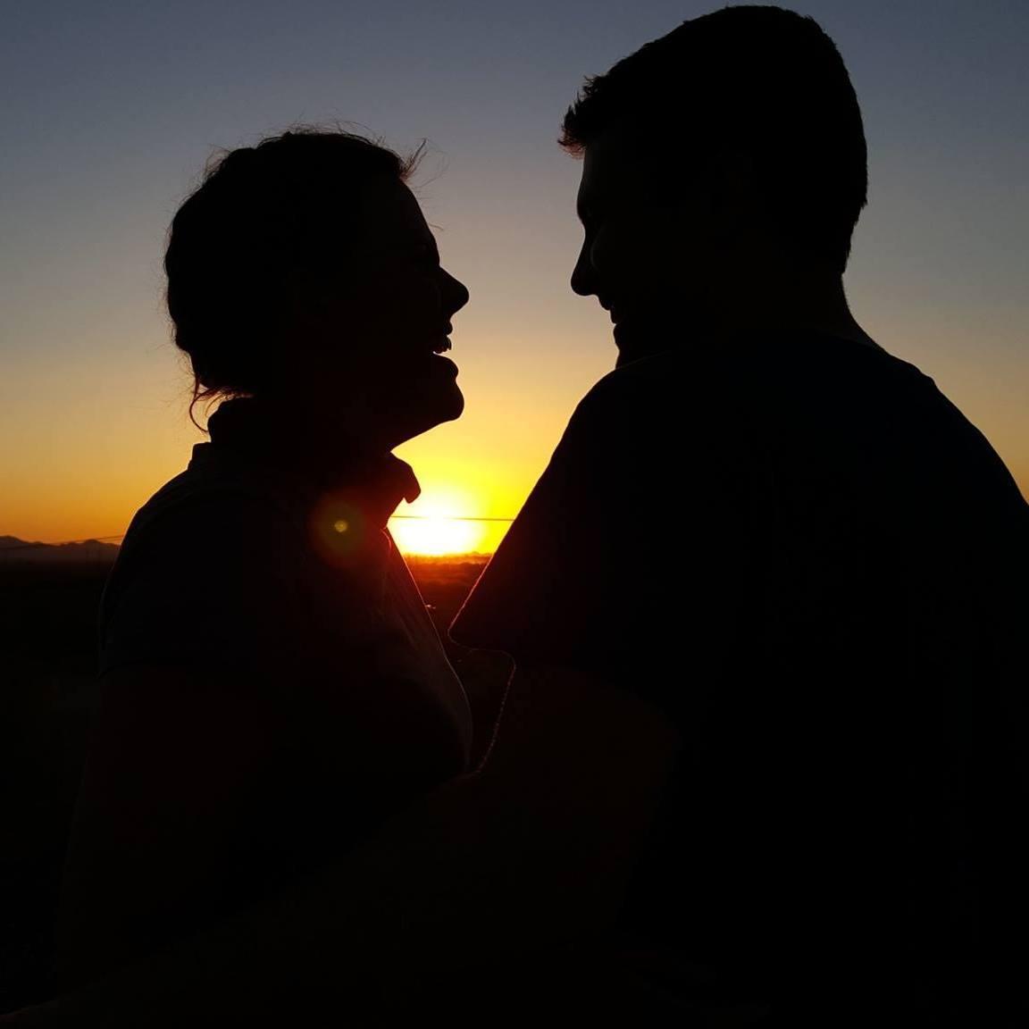 In the desert sunset