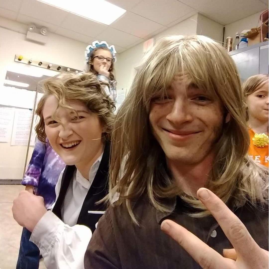Backstage during Twelfth Night, not long after we started dating.