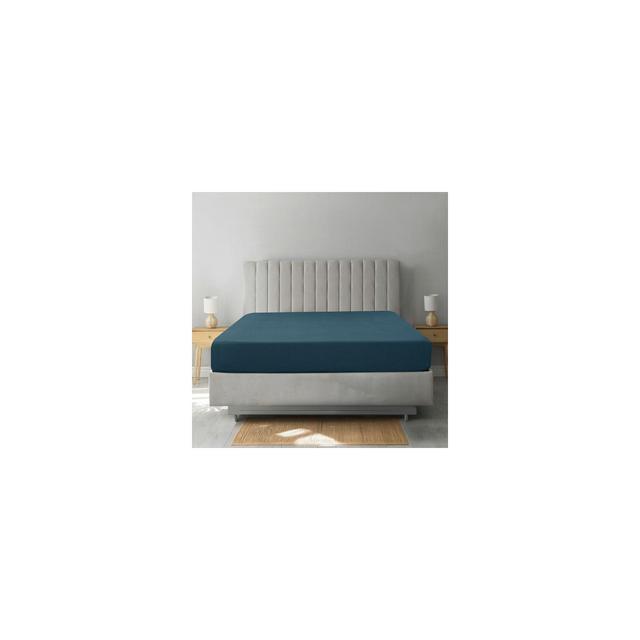 Lux Decor Collection Queen Fitted Sheet - Brushed Microfiber Deep Pocket Fitted Sheet - Navy Blue Ashes