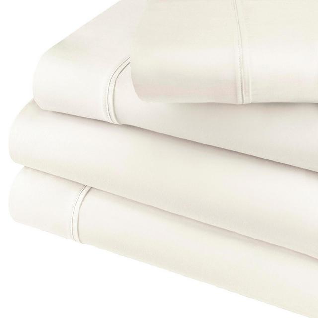 Luxury Solid Deep Pocket Cotton Blend Bed Sheet Set, King, Ivory - Blue Nile Mills