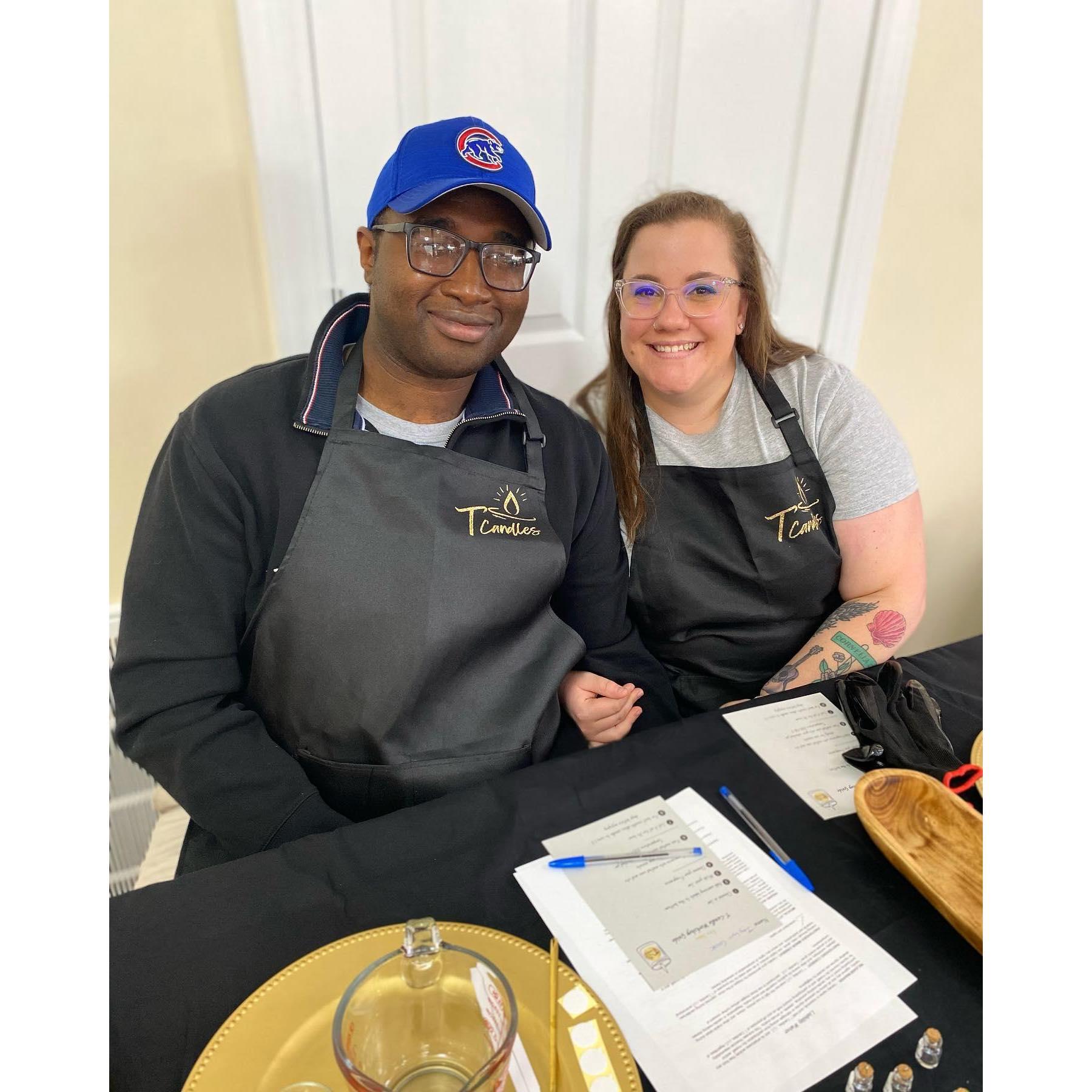 Jaylyn and Nicole love new experiences together - this photo was taken by their dear friend Sydney at a candle-making class in Decatur.