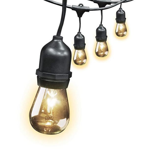 FEIT ELECTRIC 72041 30 Foot Heavy-duty Weather resistant Decorative indoor and outdoor 10 Sockets Incandescent String Lights, 30', 11W, Dimmable,Black