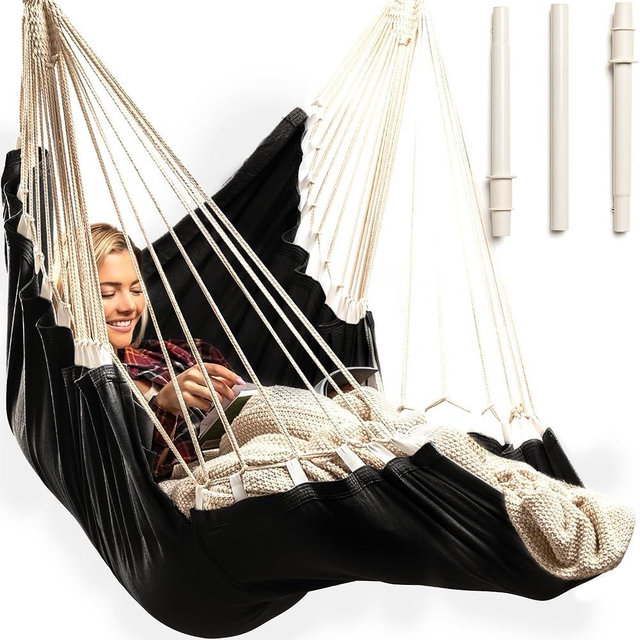 Indoor Hammock Chair Swing - Hanging Hammock Swing Chair - Indoor/Outdoor - Hanging Chairs for Bedroom, Patio, Porch, Swinging Chair Hammock for Adults - Built-In Footrest - Spacious Full Body Support